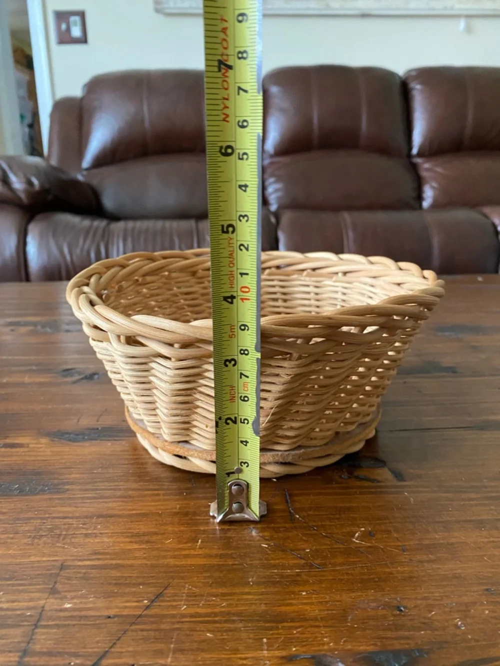 Natural Woven Basket Light Brown tan circular storage‎ boho cottagecore